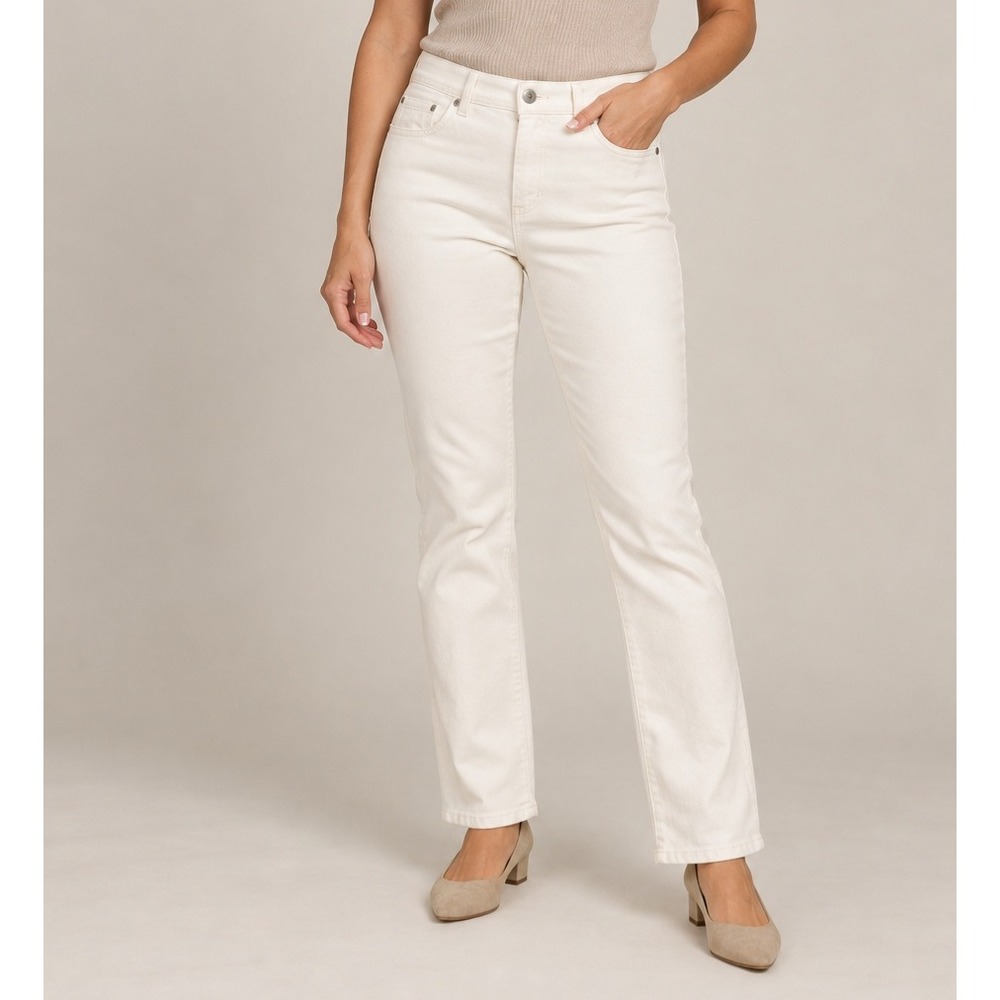 Chico's Hi Def Casene Slim Leg Jeans Ecru Off White Size 1 Short